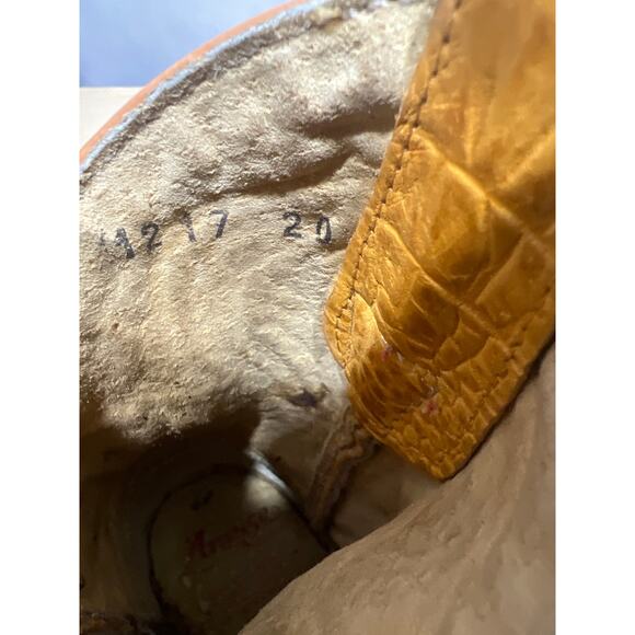 Arango Western Cowboy Yellow Alligator Pointed Toe Kids Boots Size USA 13 Mex 20 - Picture 7 of 9